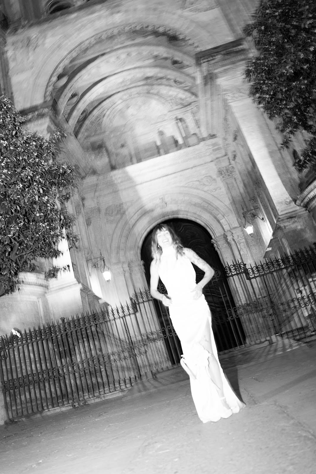 Retrato de novia en Málaga blanco y negro